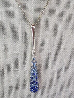 NVC Nataliya V. Collister Blue Ombre Crystal Pendant Necklace 16" + 3"